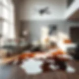 Elegant cow skin rug adorning a modern living room