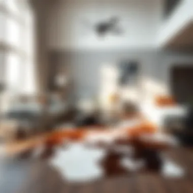 Elegant cow skin rug adorning a modern living room