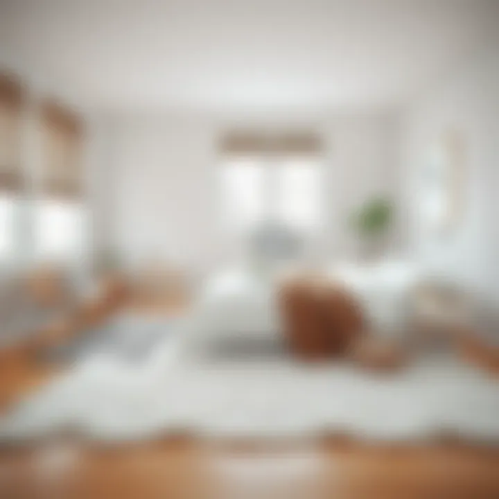 Stylish layout of white rugs in a cozy bedroom setting