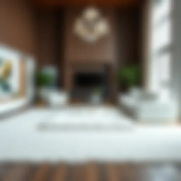 Elegant arrangement of white floor rugs in a modern living room