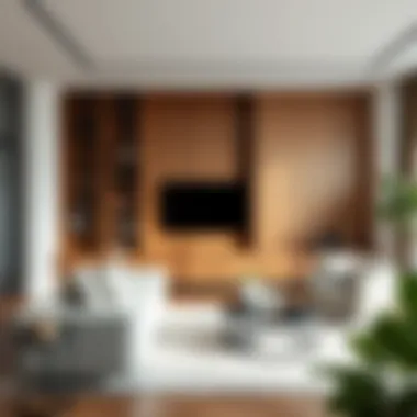 Minimalist Style in Modern Interiors Minimalist large horizontal bookcase in a contemporary living room setting