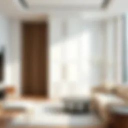 Elegant white storage tower enhancing a minimalist living room