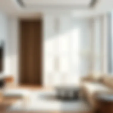 Elegant white storage tower enhancing a minimalist living room