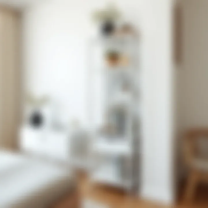 Stylish white storage tower displaying curated decor and books