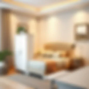 Versatile white storage tower used in a contemporary bedroom setup