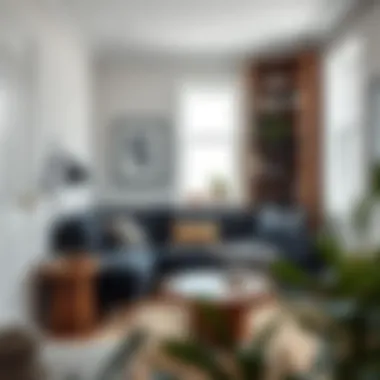 Inviting Reading Corner Featuring a Black Couch Cozy reading nook with a black couch and bookshelf