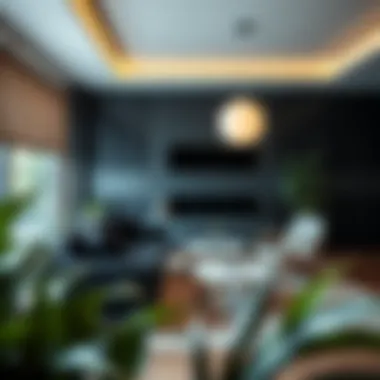 Contemporary Office Space with Black Couch Office setting featuring a black couch for informal meetings