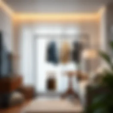 Efficient Space Management with Hanger Rack Efficient space management with a movable hanger rack in a modern home