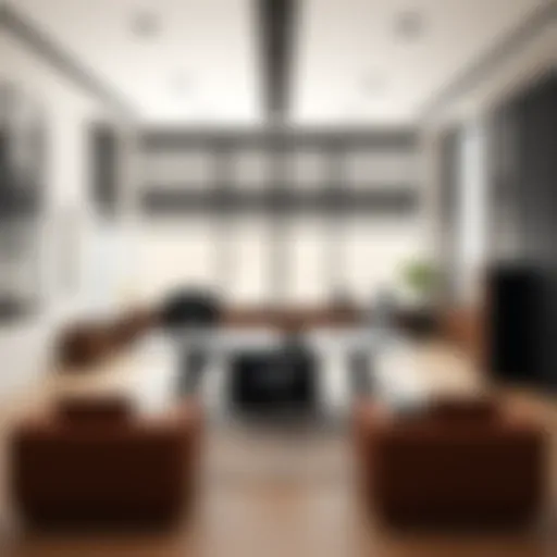 A Modern Workspace With Expansive Surfaces A spacious ten-foot desk in a contemporary office setting