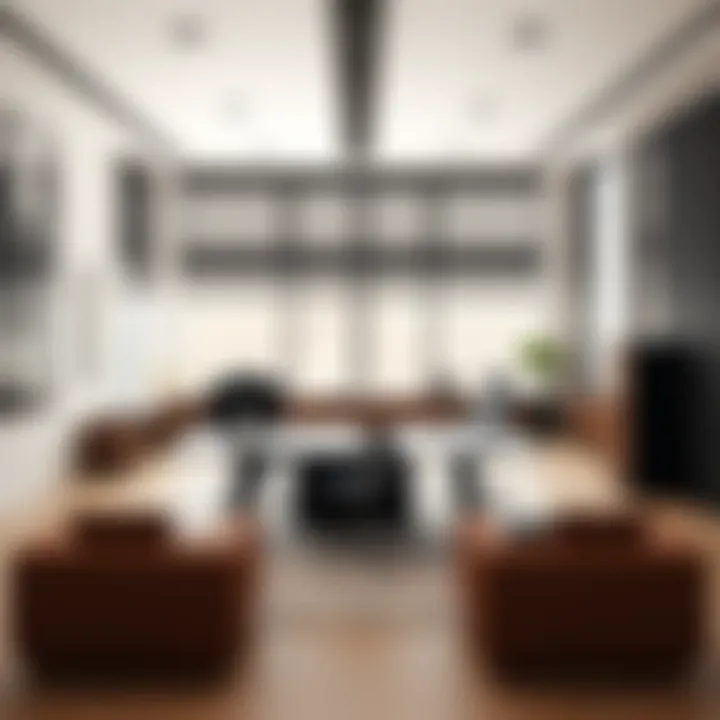 A Modern Workspace With Expansive Surfaces A spacious ten-foot desk in a contemporary office setting