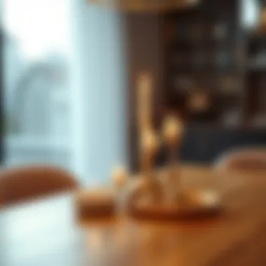 Elegant arrangement of four candle holders on a modern dining table