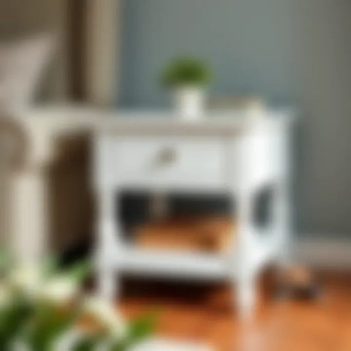 Elegant Storage Functionality of White Farmhouse End Table Elegant white farmhouse end table showcasing storage drawer functionality