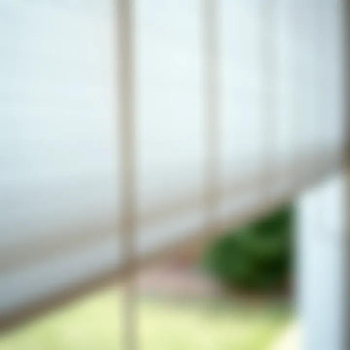 Close-up view of white outdoor blinds showcasing texture and design
