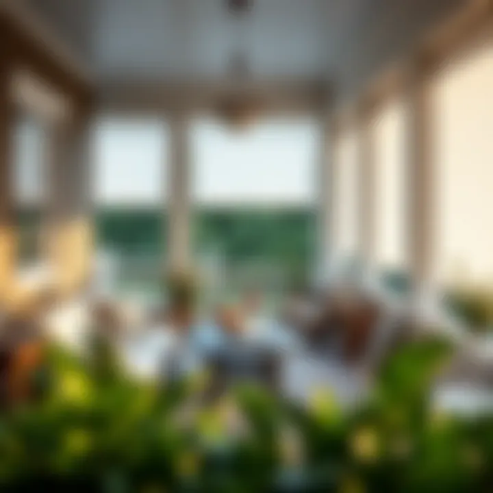 A cozy porch enhanced with stylish white outdoor blinds