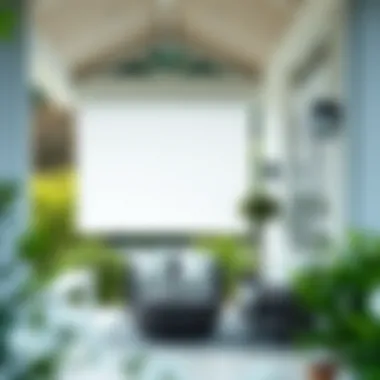 Elegant white outdoor blinds installed on a modern porch