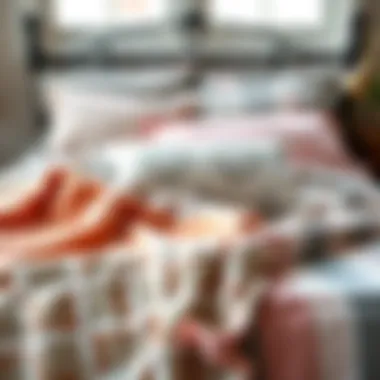 Trendy patterns of bed linens displayed