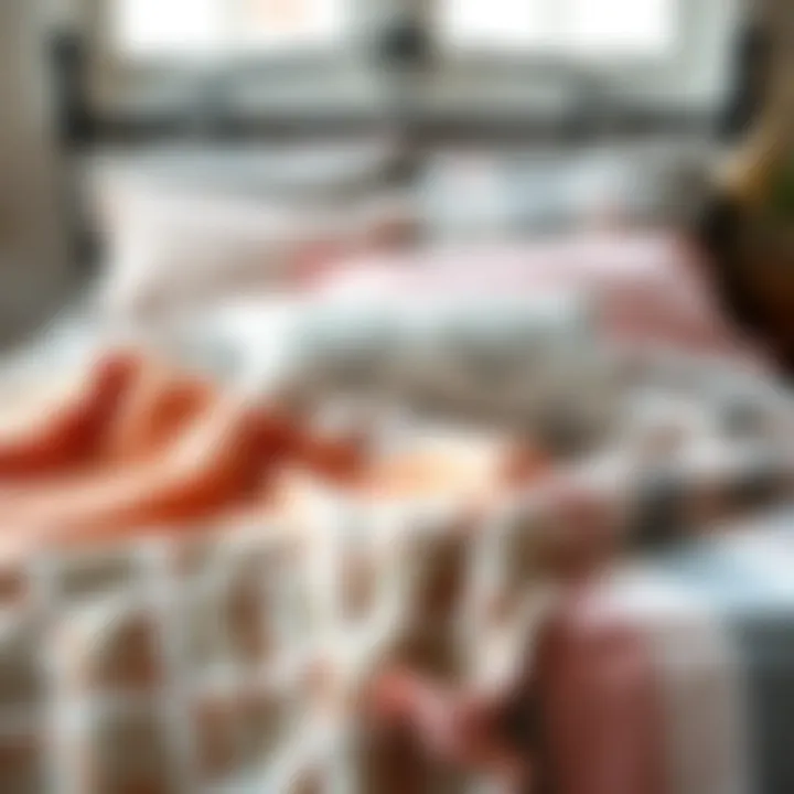 Trendy patterns of bed linens displayed