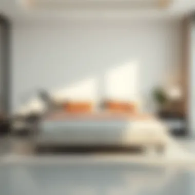 Contemporary double bed in minimalist bedroom