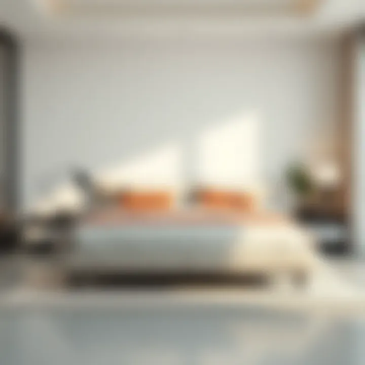 Contemporary double bed in minimalist bedroom