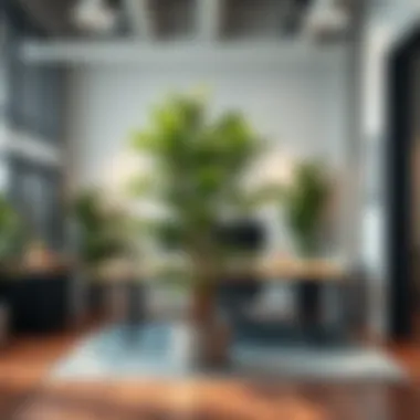 Eucalyptus plant in a modern office environment