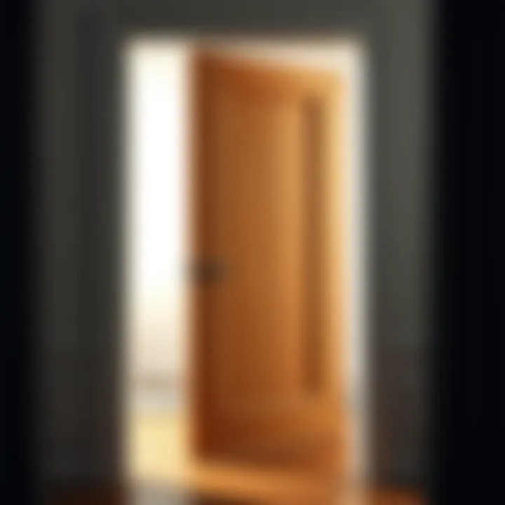 Detailed view of the structure and materials of a prehung interior door