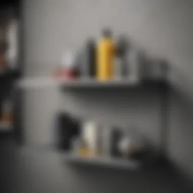 Modern Steel Shelf Design A modern steel shelf displaying various items in a sleek setting