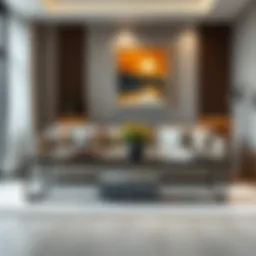 Elegant modern sofa table in a stylish living room setting