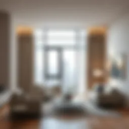 Elegant L-shaped curtain rod in a contemporary living room