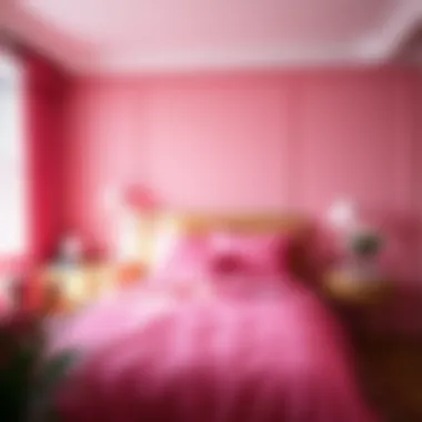 Well-designed bedroom showcasing hot pink fitted sheets