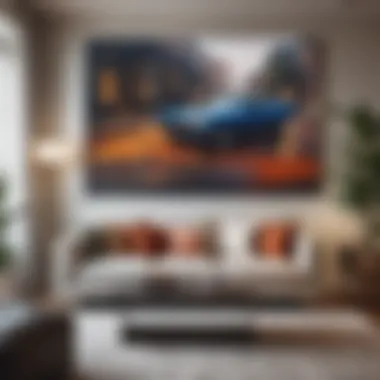 Unique large art piece displayed in a contemporary living room