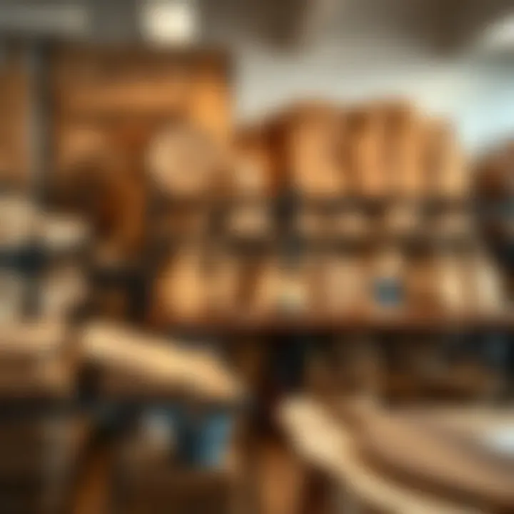 Interior of a specialty wood retailer showcasing wood options