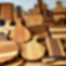 Selection of various wood types suitable for cutting boards
