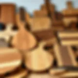 Diverse Wood Types for Cutting Boards Selection of various wood types suitable for cutting boards