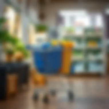 An online shopping cart with recycling bin products