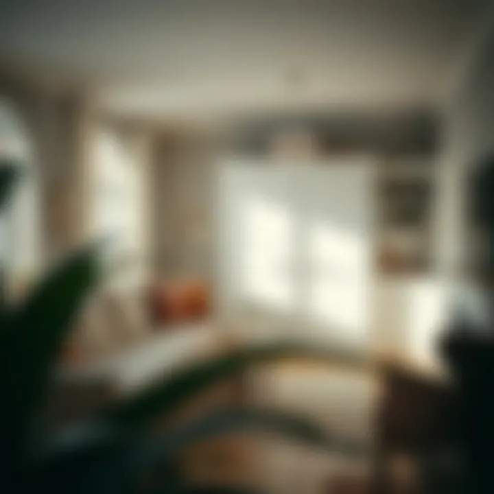 Stylish living room showcasing white cupboard doors