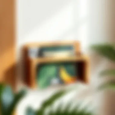 Stylish wooden magazine holder with minimalist aesthetic