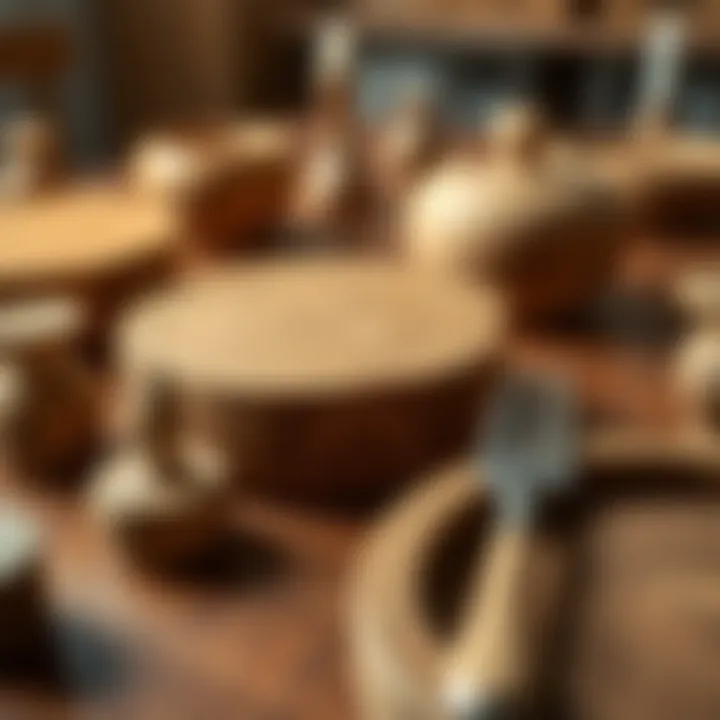 Diverse Wooden Materials for Place Settings A variety of wooden materials used in place settings